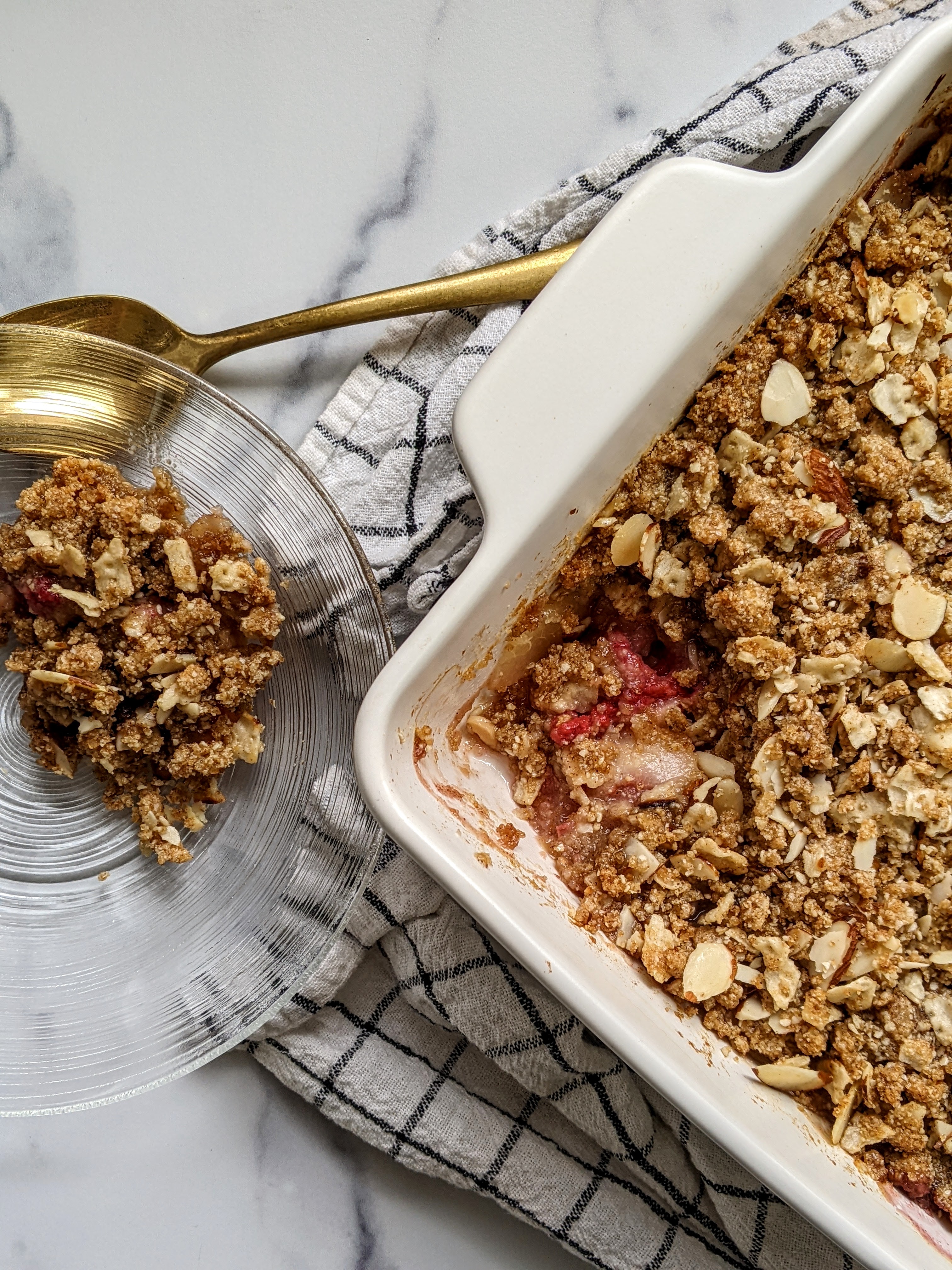 Passover Pear-Raspberry Almond Crumble