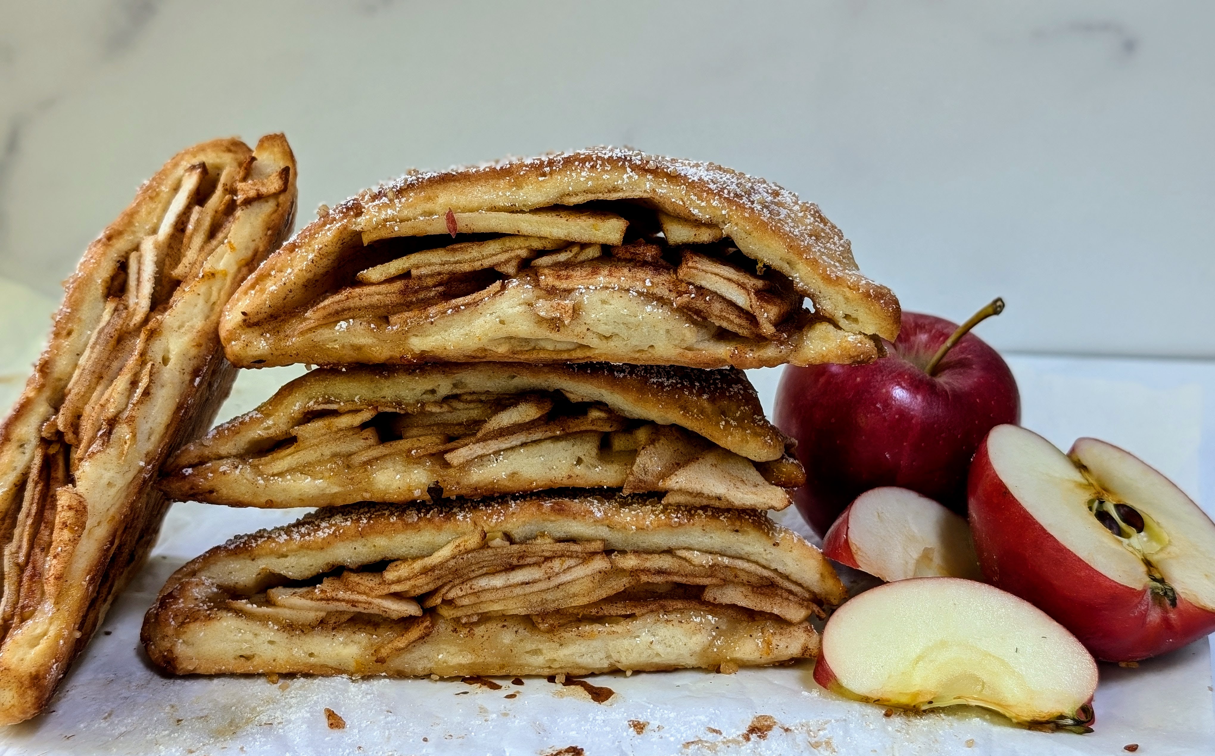 Apple Pie Slab Scones with apples next to it